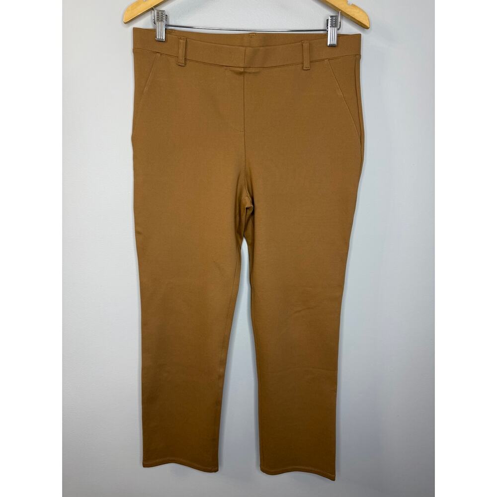 Quince Ultra-Stretch Ponte Straight Leg Pants Roasted Pecan Tan Women's L